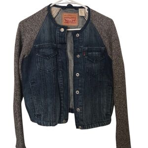 Levi's Women's Denim Jacket with Gray Knit Sleeves XS Bomber